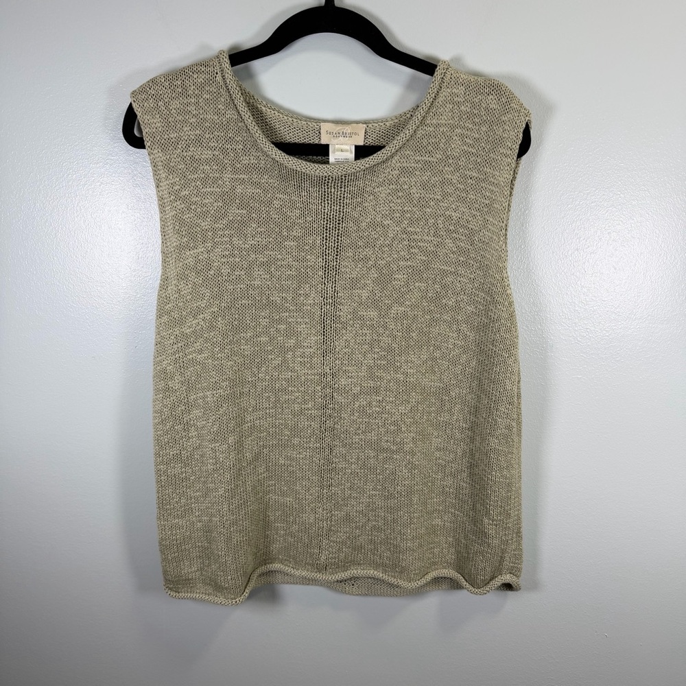 Susan Bristol Vintage‎ Light Tan Knit Vest Top Sz Large